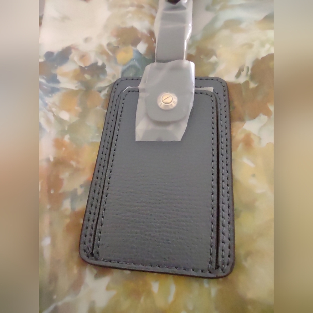Henri Bendel Saffiano Leather Gray Luggage Tag
